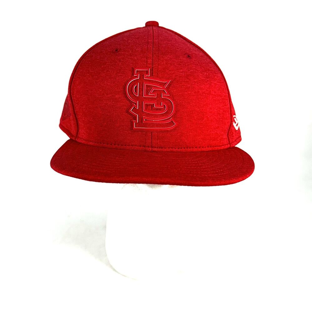 New Era 59Fifty St. Louis Cardinals Fitted Hat Solid Red MLB Cap Hat Sz 7 7/8